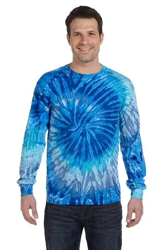 Tie-Dye Mens Long Sleeve Crewneck T-Shirt - Blue Jerry