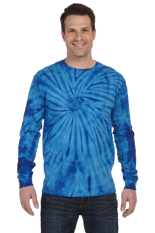 Tie-Dye Mens Long Sleeve Crewneck T-Shirt - Royal Blue