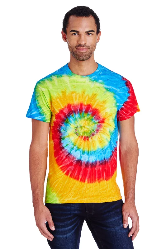 Tie-Dye Mens Short Sleeve Crewneck T-Shirt - Pastel Neon