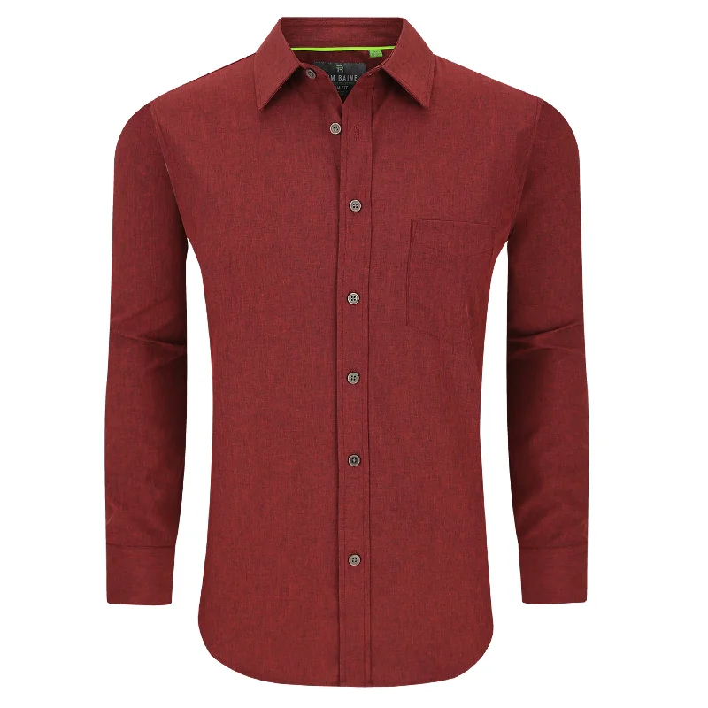 Tom Baine Slim Fit Performance Long Sleeve Soild Button Down