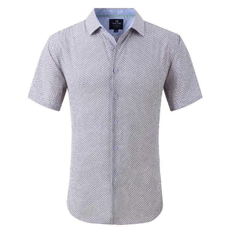 Tom Baine Slim Fit Performance Short Sleeve Geometric Button Down