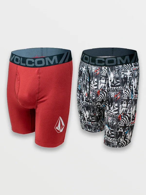 Volcom 2pk Mesh Boxer Brief - Red Solid + Poster Print