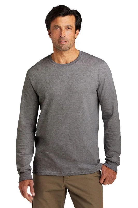 Volunteer Knitwear Mens USA Made Chore Long Sleeve Crewneck T-Shirt - Heather Dark Grey