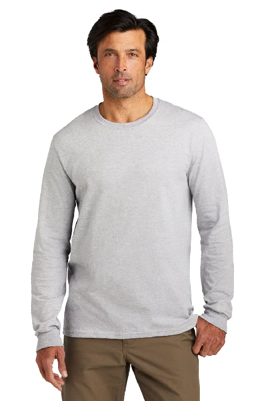 Volunteer Knitwear Mens USA Made Chore Long Sleeve Crewneck T-Shirt - Heather Grey