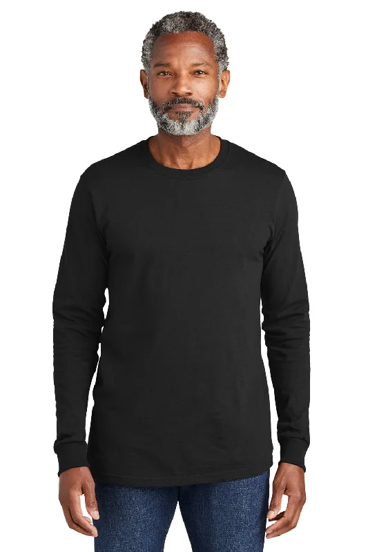 Volunteer Knitwear Mens USA Made All American Long Sleeve Crewneck T-Shirt - Deep Black