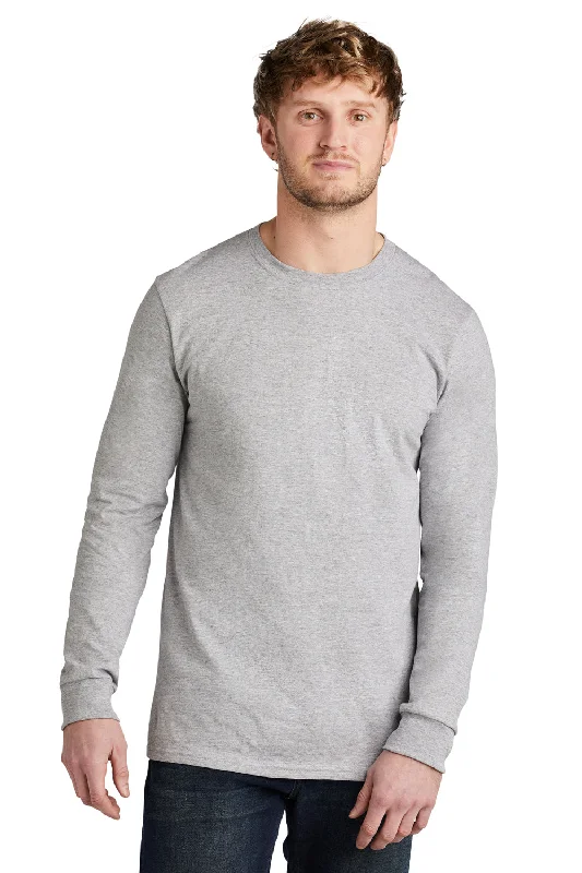 Volunteer Knitwear Mens USA Made All American Long Sleeve Crewneck T-Shirt - Heather Grey