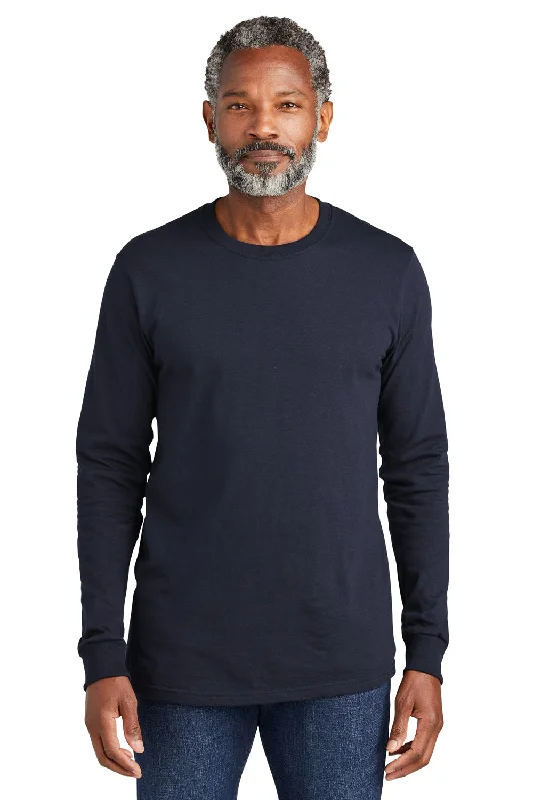 Volunteer Knitwear Mens USA Made All American Long Sleeve Crewneck T-Shirt - Strong Navy Blue