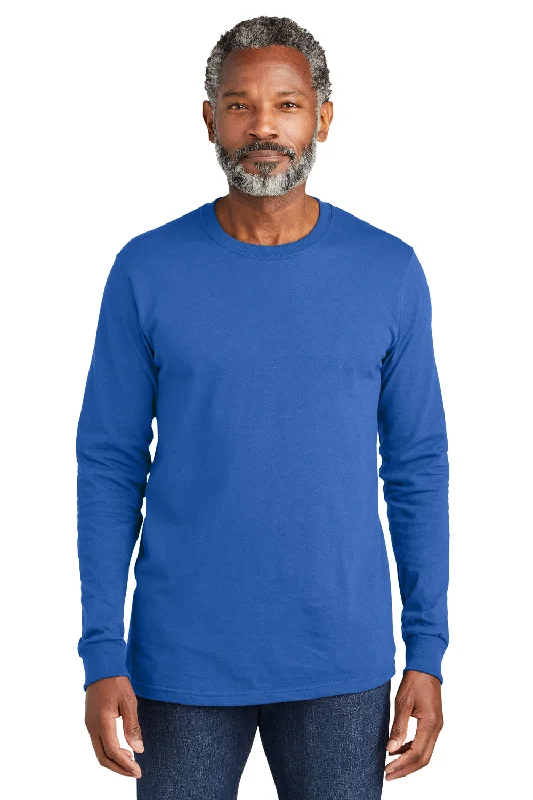 Volunteer Knitwear Mens USA Made All American Long Sleeve Crewneck T-Shirt - True Royal Blue