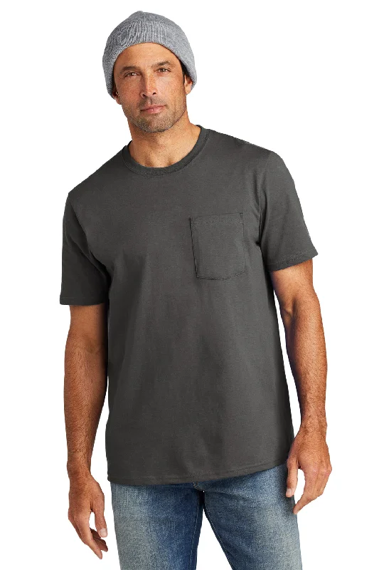 Volunteer Knitwear Mens USA Made All American Short Sleeve Crewneck T-Shirt w/ Pocket - Steel Grey